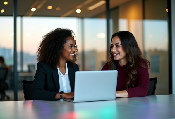 Two customer success managers talking