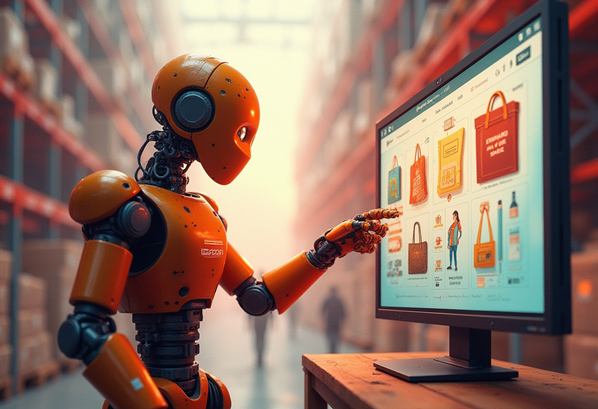 A robot helper shopping online