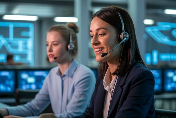 Modern customer support team using AI