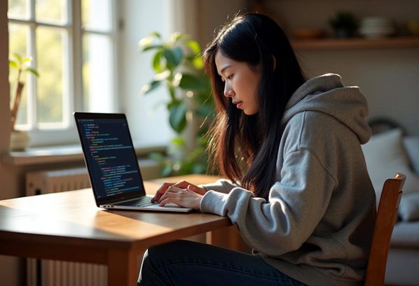 A customer sharing her screen wtih a customer support agent