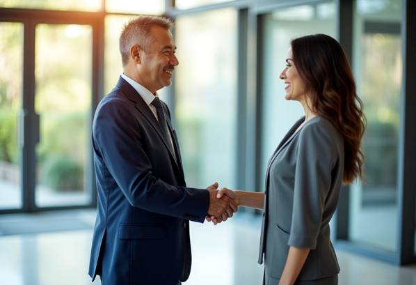A small business loan provider meeting with a client